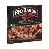 Red Baron Classic Crust supreme pizza with sausage, green and red peppers, pepperoni, and onions Left Picture